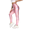 Faux Patent Leather Leggings Wet Look Metallic Waist Pants Angelwarriorfitness.com
