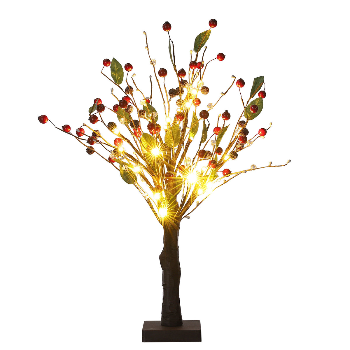 Tree Lights Dotted With Cherries, 24 Warm White LED Lights 1.5 Feet High Angelwarriorfitness.com