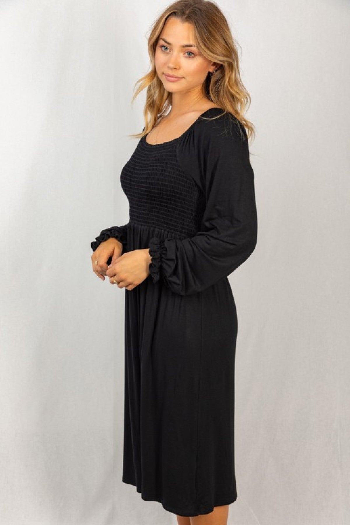 Long Sleeve Solid Knit Dress Angelwarriorfitness.com