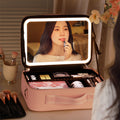 Smart LED Cosmetic Case With Mirror Cosmetic Bag Large Capacity Fashion Portable Storage Bag Travel Makeup Bags Angelwarriorfitness.com