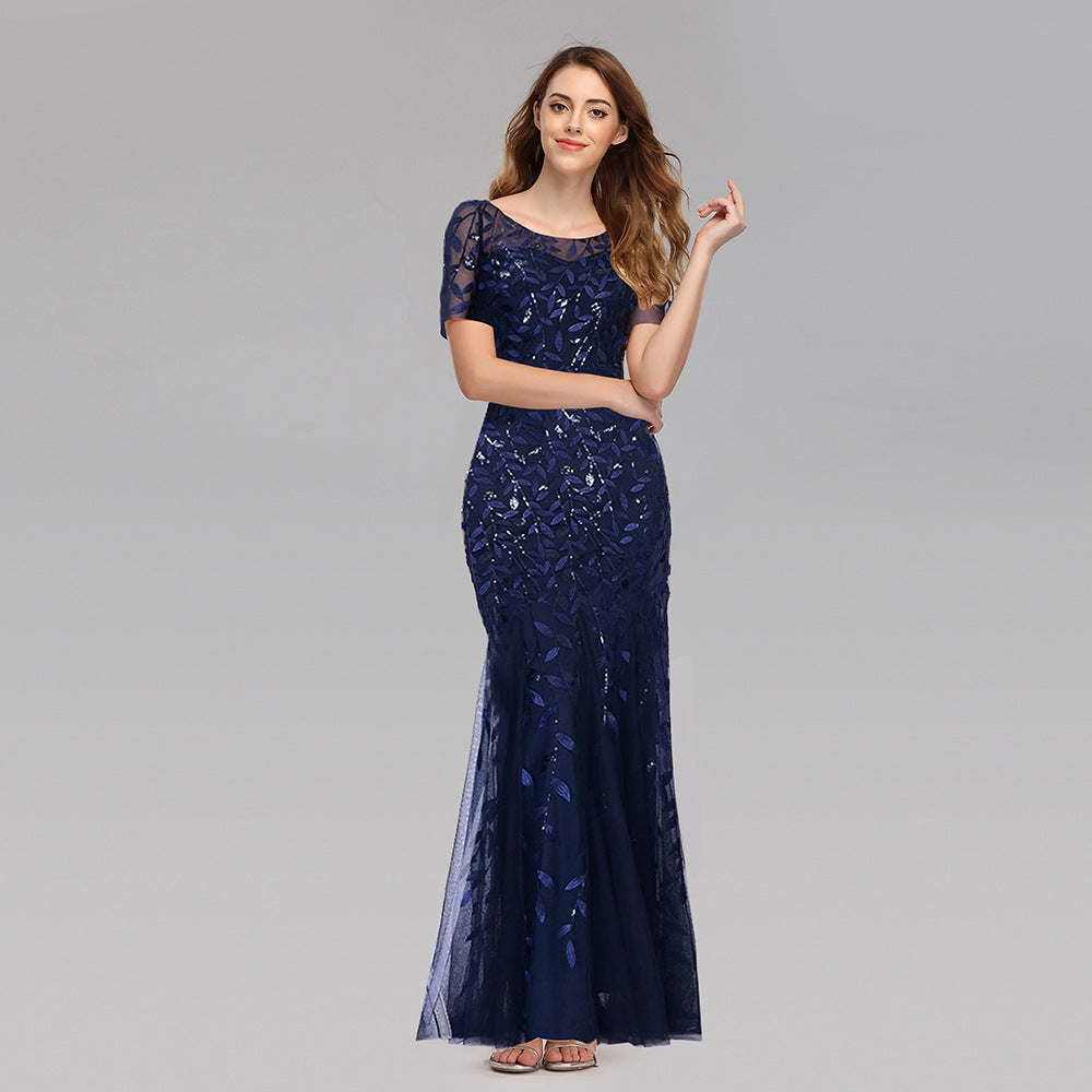 Gauze Sequin Evening Dress Fishtail Dress Angelwarriorfitness.com
