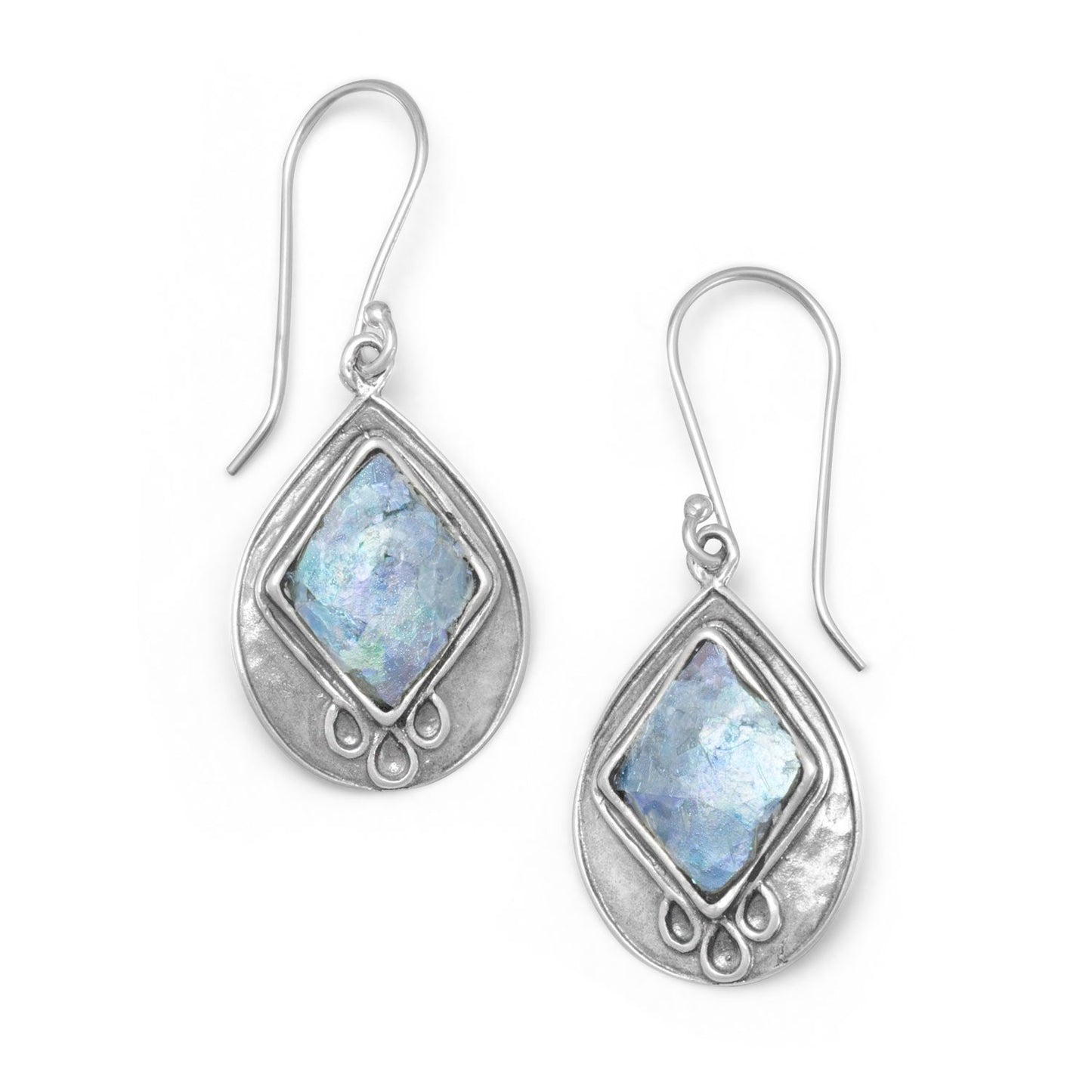 Textured Pear Ancient Roman Glass Earrings Angelwarriorfitness.com