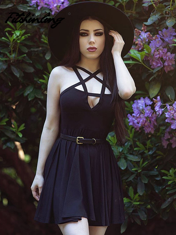 Pentagram Strap Gothic Dress Angelwarriorfitness.com