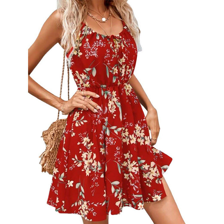 Print Slip Dress Sleeveless Pullover Dress Angelwarriorfitness.com