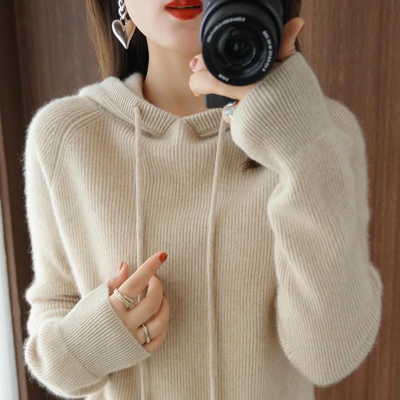 Hooded Cashmere Sweater Women's Pullover Loose Short Hooded Sweater Angelwarriorfitness.com