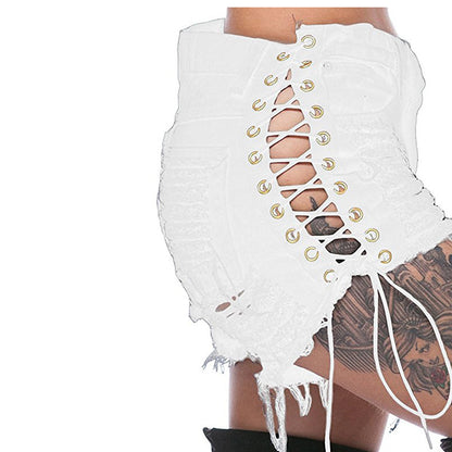 GOTHIC RIPPED MINI JEAN SHORTS Angelwarriorfitness.com