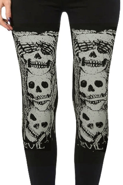 High Waist Skull Print Halloween Leggings Angelwarriorfitness.com