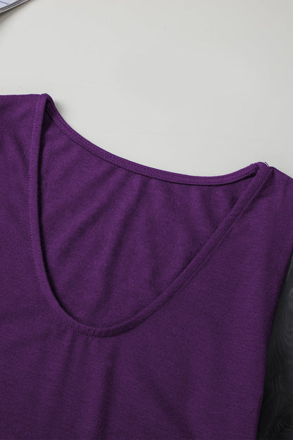 Mesh Puff Sleeve Top Angelwarriorfitness.com