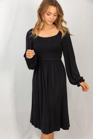 Long Sleeve Solid Knit Dress Angelwarriorfitness.com