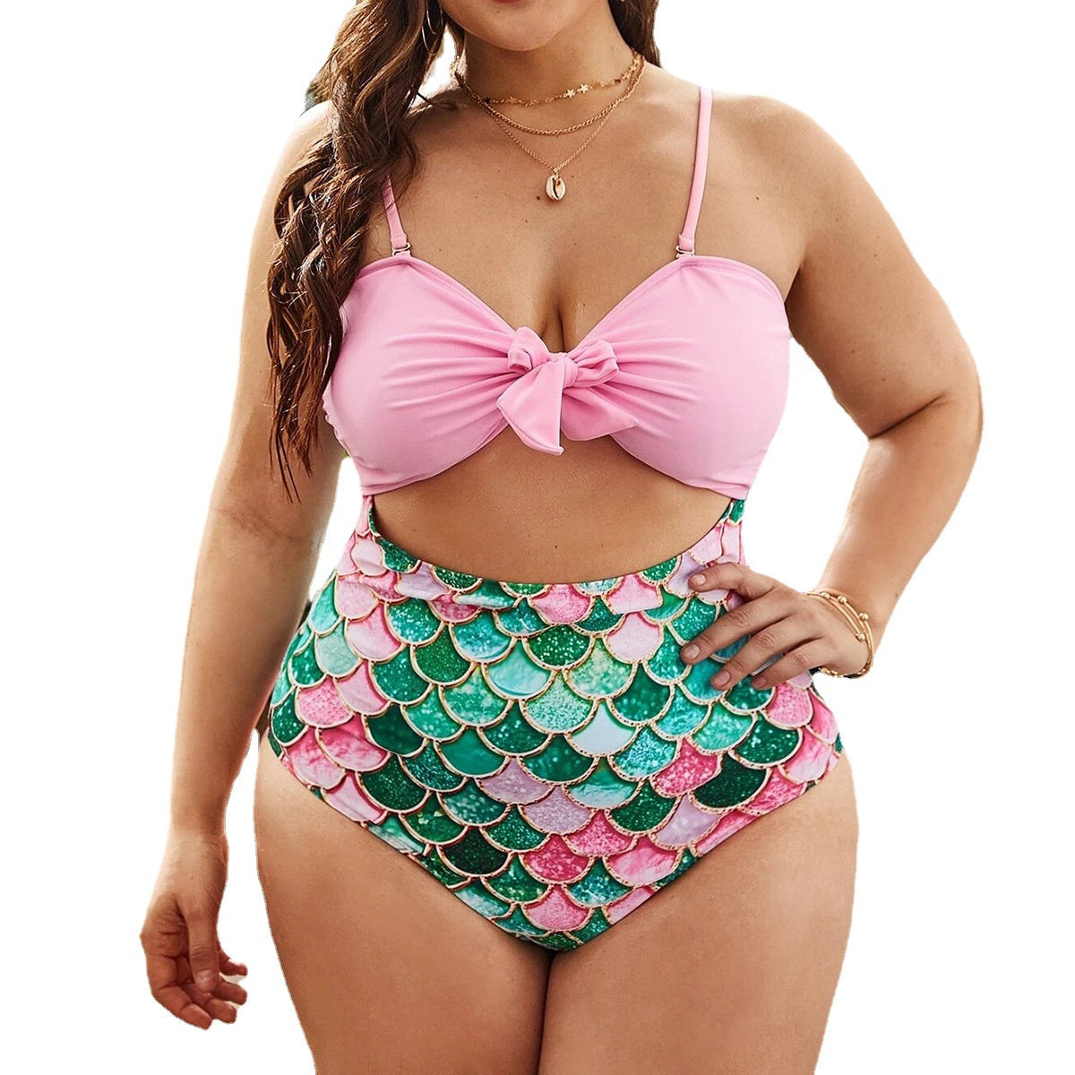 Swimsuit Women's Triangle One Piece Fish Scale Print Plus Size Fat Woman Angelwarriorfitness.com