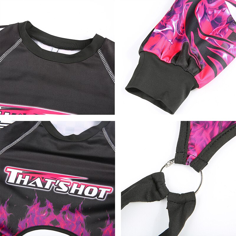 Rapwriter Sexy Backless Cut Out Beach Jumpsuit Summer Rave Clothes O-Neck Long Sleeve Flame Print Backless Gothic Bodysuit Women Angelwarriorfitness.com