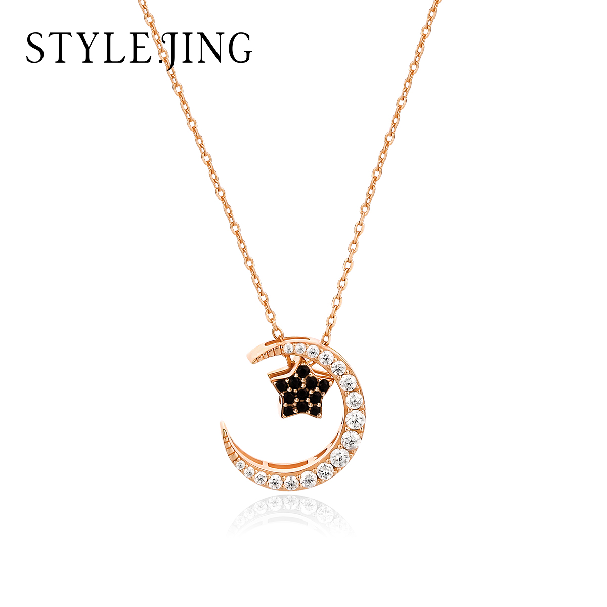 Women's Silver Star And Moon Shaped Necklace Angelwarriorfitness.com