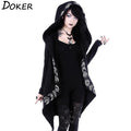 Gothic Punk Black Long Women Hoodies Angelwarriorfitness.com