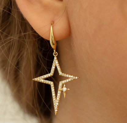 Fashionable Star Decor Faux Zirconia Dangle Earrings Angelwarriorfitness.com