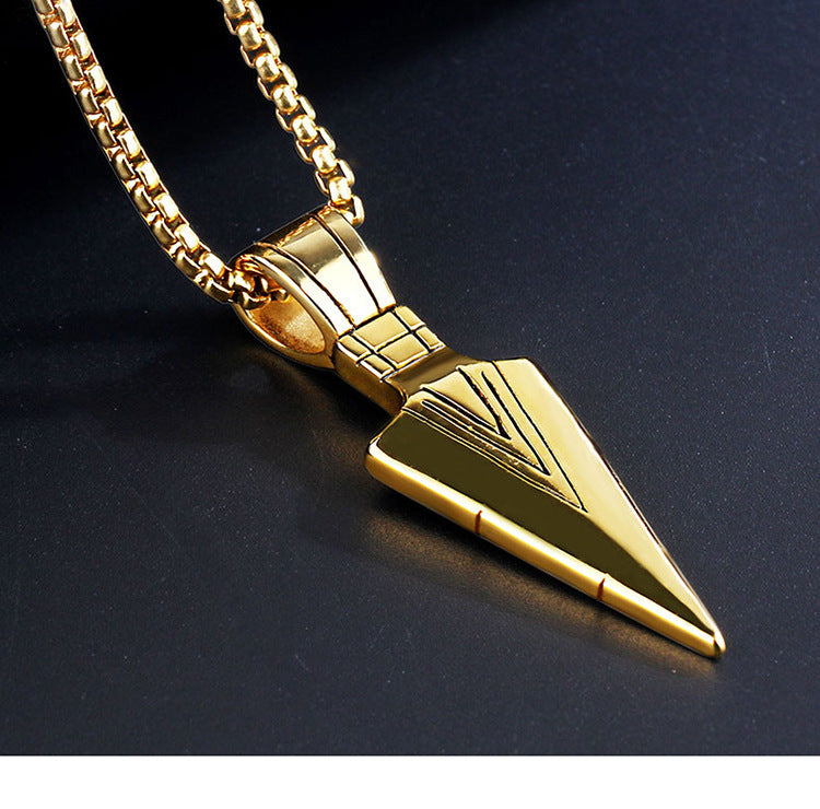 European America jewelry men stainless steel spear necklace with chain Angelwarriorfitness.com