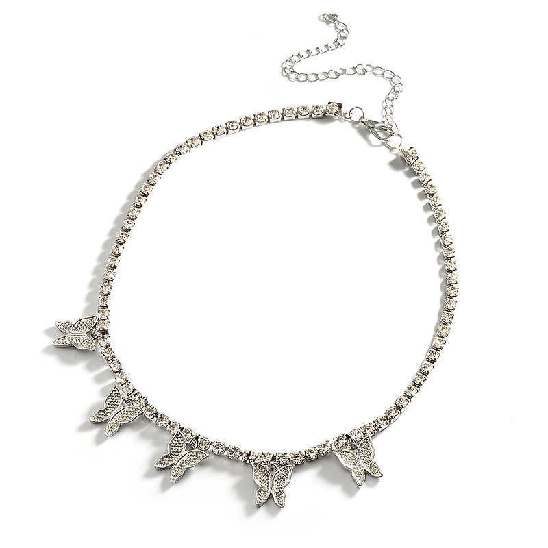 Rhinestone butterfly necklace Angelwarriorfitness.com