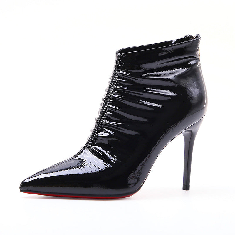 Pointed Toe High-heeled Boots With Rear Zipper Martin Boots Angelwarriorfitness.com