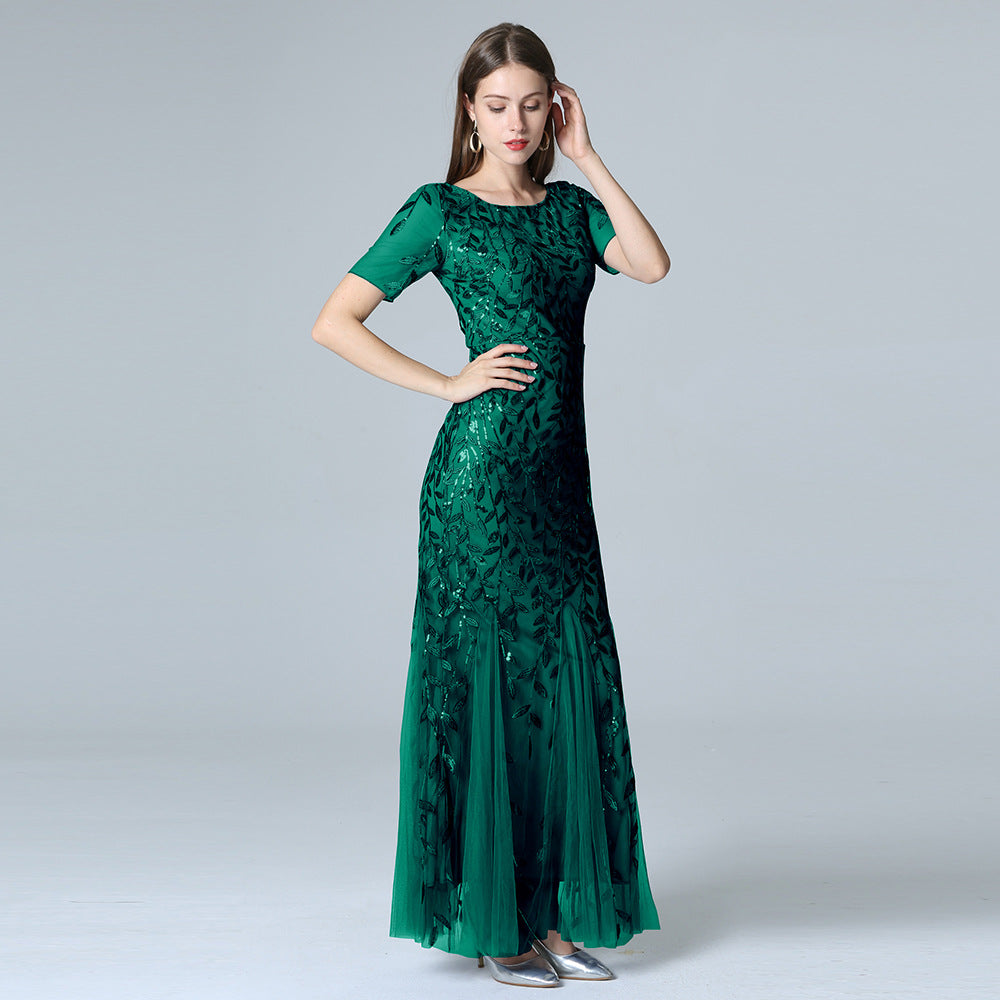 Gauze Sequin Evening Dress Fishtail Dress Angelwarriorfitness.com