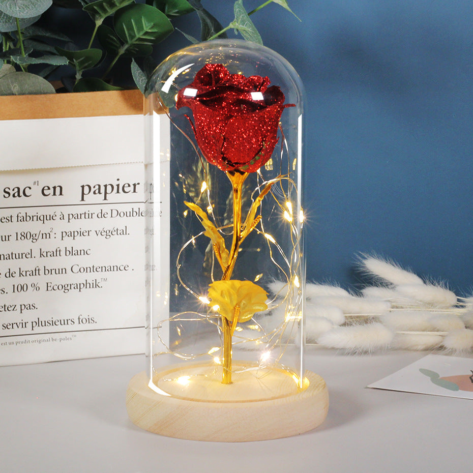 Valentines Day Gift  For Girlfriend Eternal Rose Flowers LED Light In Glass Cover Day Wedding Decoration Favors Mother Day Female Gift  Gift Angelwarriorfitness.com