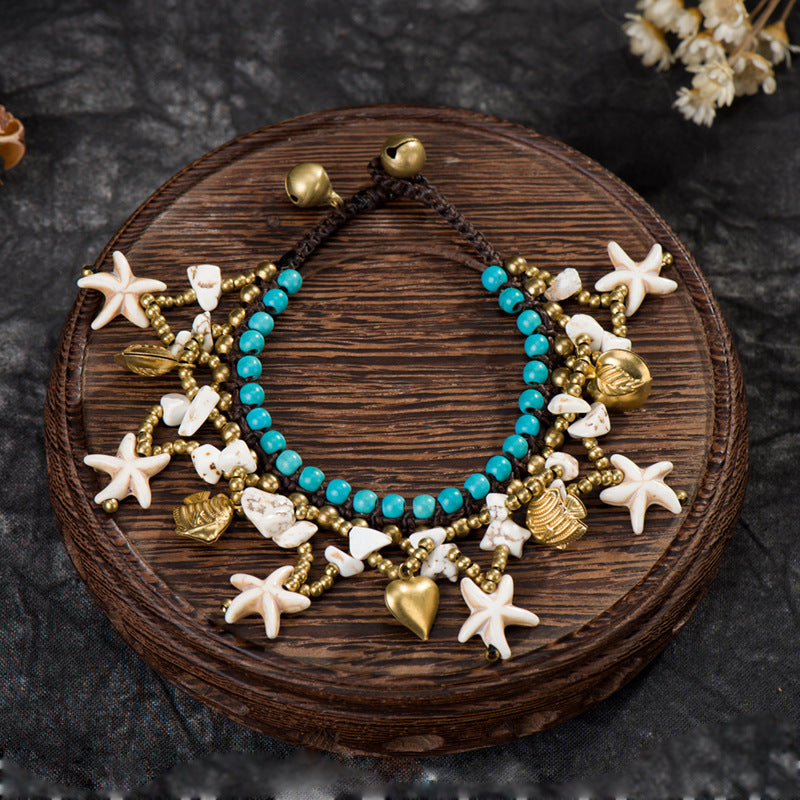 Boho Style New Beach Jewelry Starfish Pendant Bracelet Women Hand-woven Bracelet Angelwarriorfitness.com