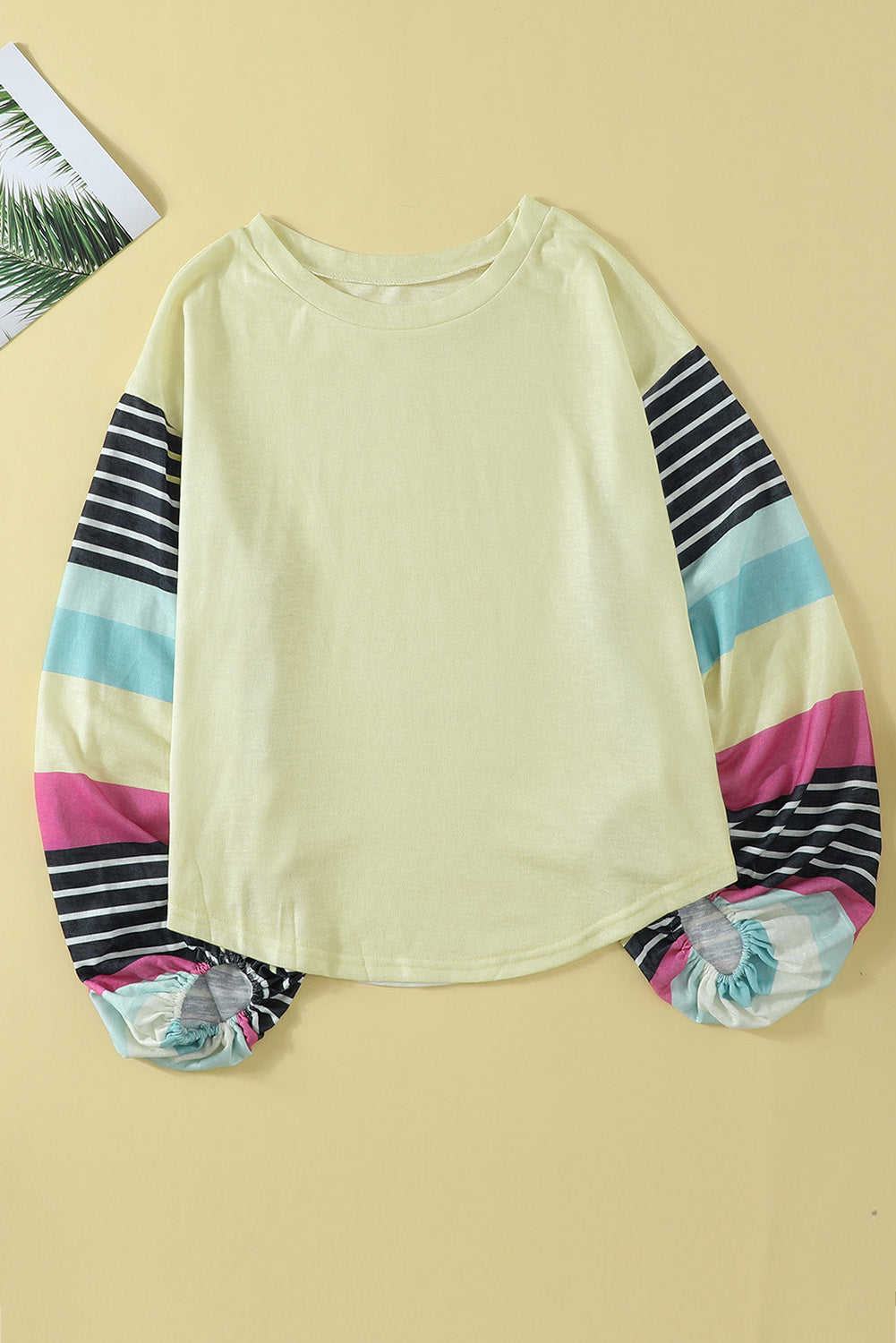 Striped Colorblock Long Sleeve Knit Top Angelwarriorfitness.com
