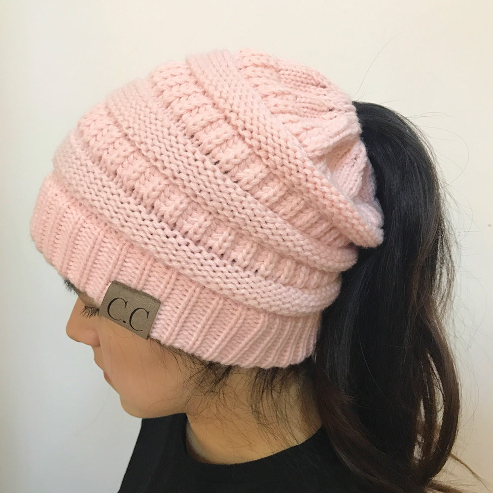High Bun Ponytail Beanie Hat Chunky Soft Stretch Cable Knit Warm Fuzzy Lined Skull Beanie Acrylic Hats Men And Women Angelwarriorfitness.com