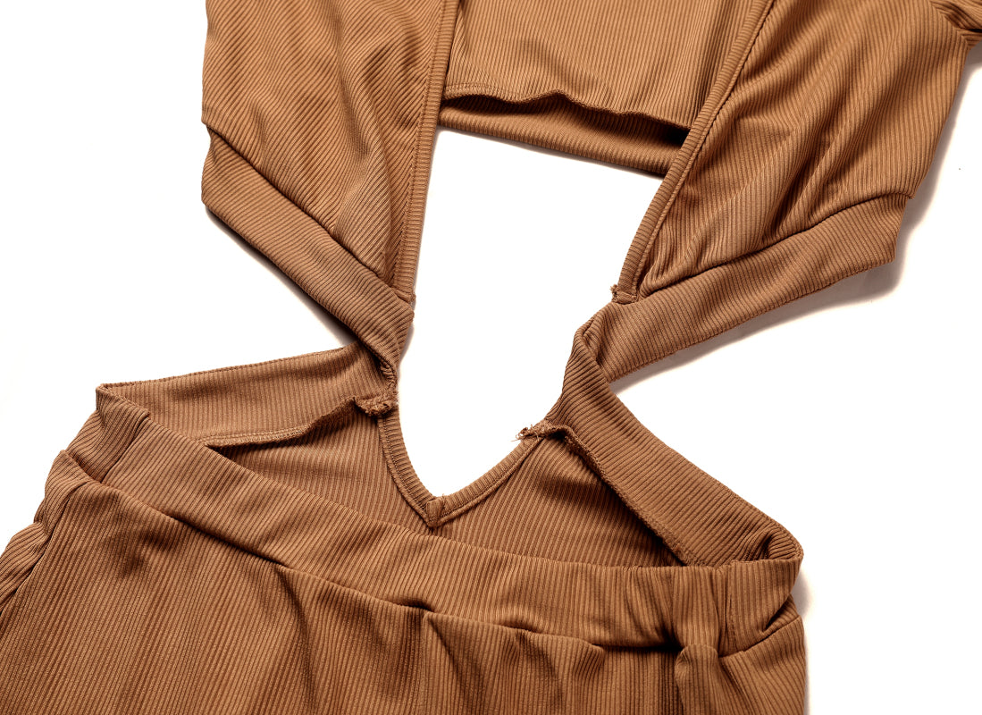 Women's Fashion Casual Open Waist Ribbed Dress Angelwarriorfitness.com