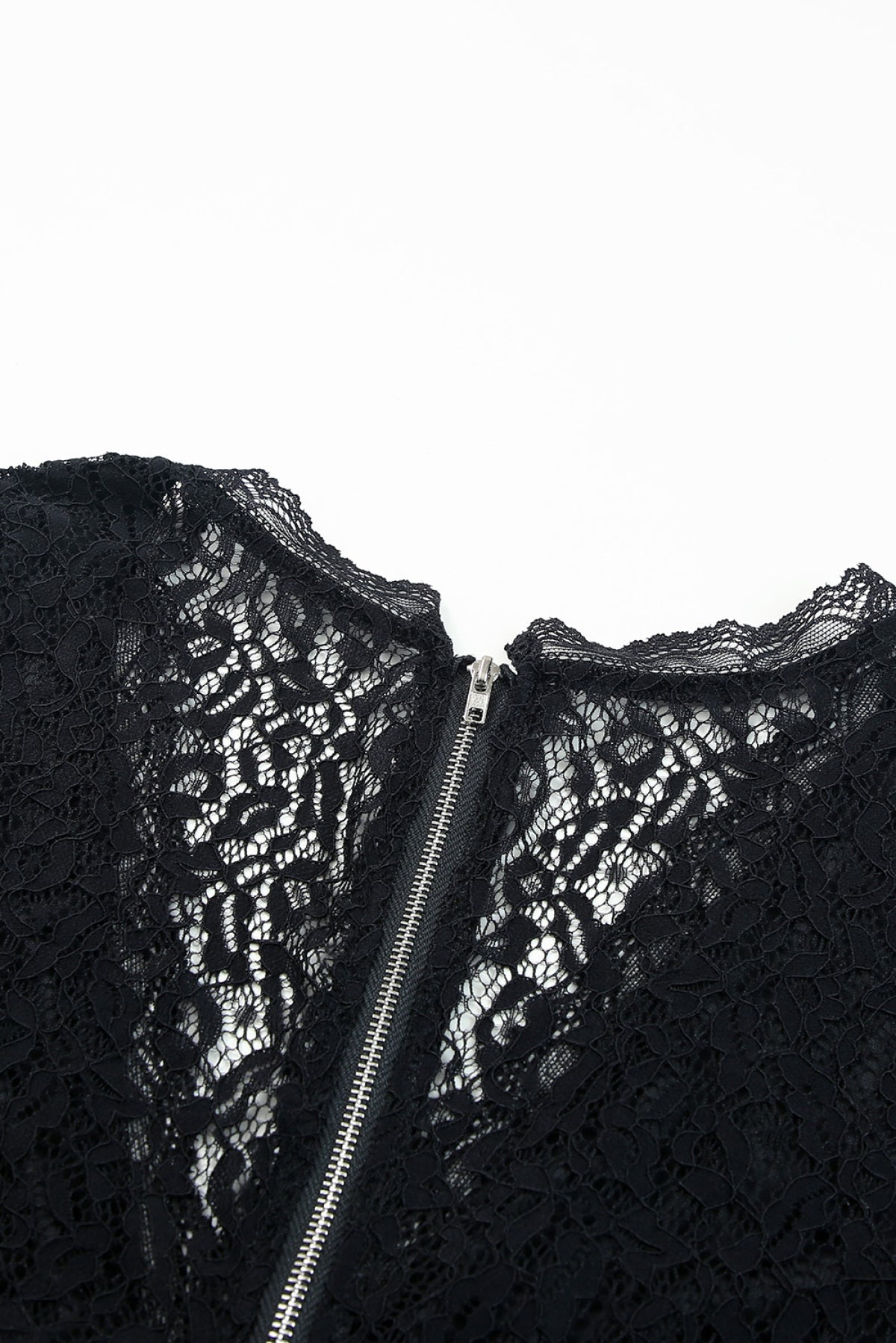 Black Lace Contrast V Neck Long Sleeve Jumpsuit Angelwarriorfitness.com