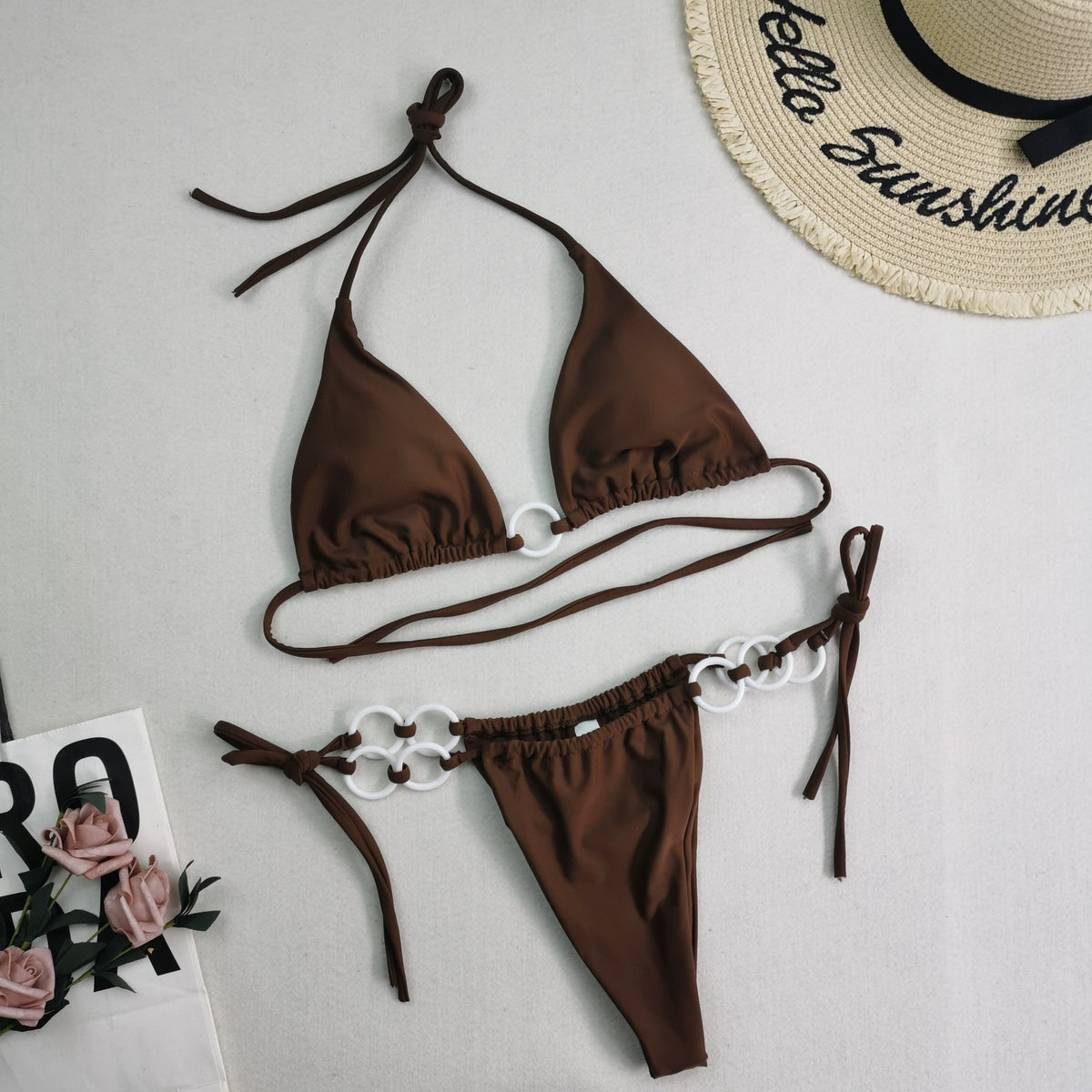 New Women's Split Bikini Double Fabric Lace-up Swimwear Angelwarriorfitness.com