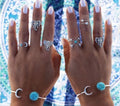Turquoise Moon Arrow Elephant Joint Ring 6 Piece Set Ring Set Women Angelwarriorfitness.com