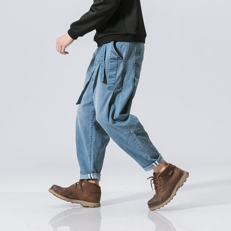 Retro Loose Denim Trousers Fashion Plus Size Men Angelwarriorfitness.com