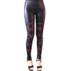 Cross Tied Faux Leather Leggings Stretch Feet Pants Angelwarriorfitness.com