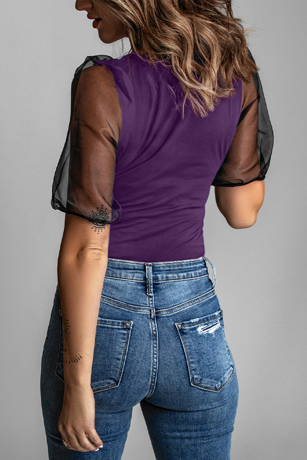 Mesh Puff Sleeve Top Angelwarriorfitness.com