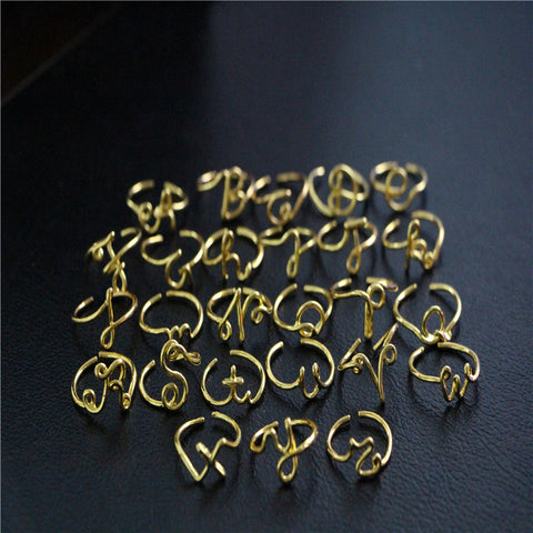 Unisex Gold Silver Color A-Z 26 Letters Initial Name Rings for Women Men Geometric Alloy Creative Finger Rings Jewelry Wholesale Angelwarriorfitness.com