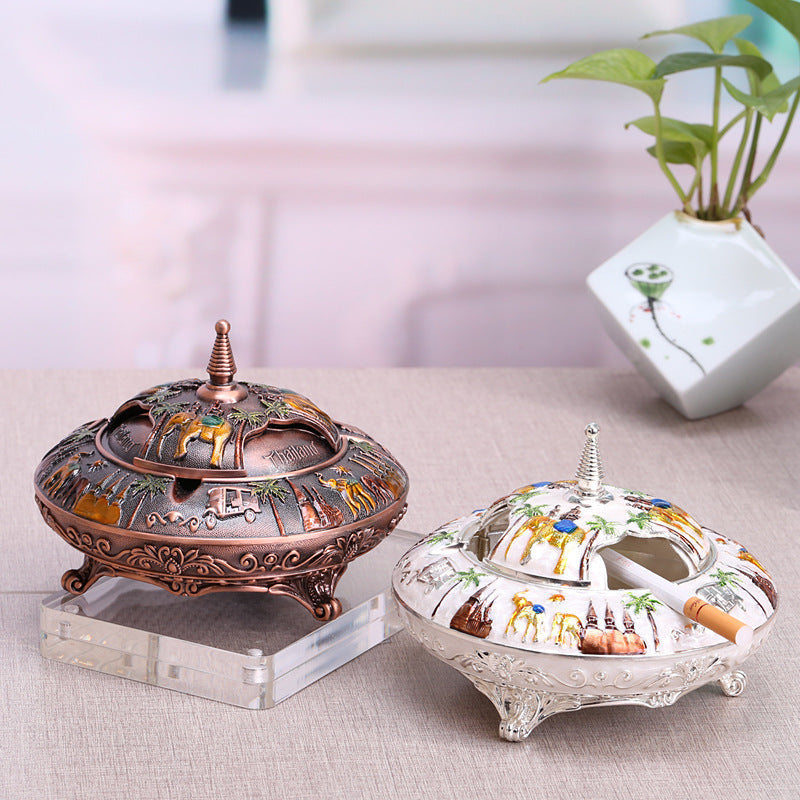 Office Living Room Art Deco Retro Flip Top Round Ashtray Angelwarriorfitness.com
