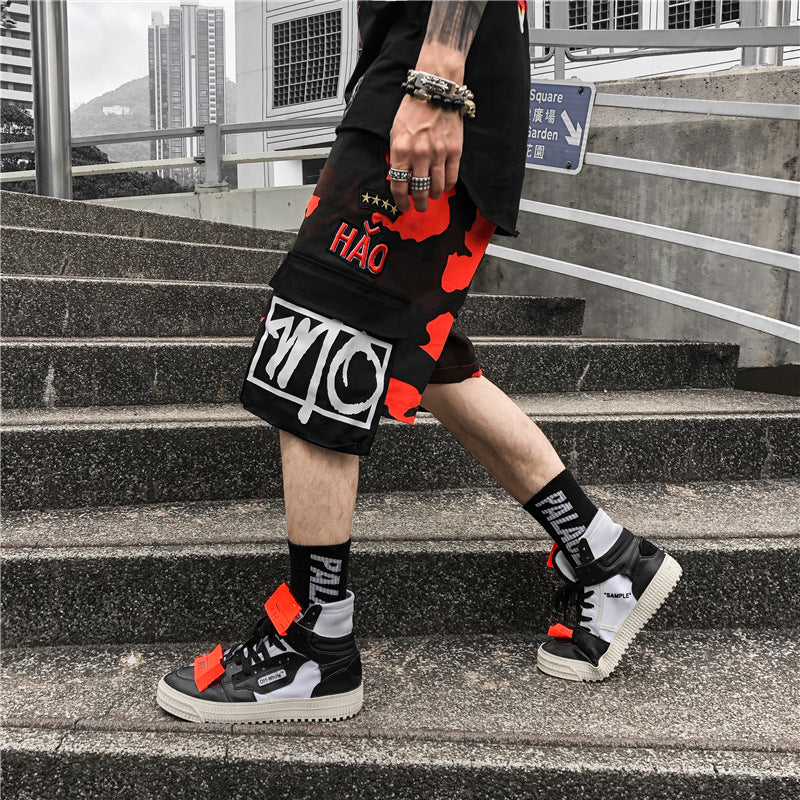 Monogrammed camouflage overalls in five-cent summer hiphop for men Angelwarriorfitness.com