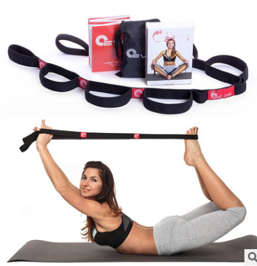 Yoga Stretch Strap Elasticity Yoga Strap with Multiple Grip Loops Angelwarriorfitness.com
