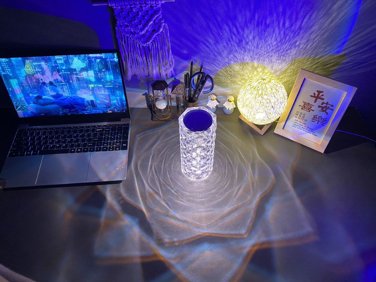 Romantic LED Rose Diamond Table Lamps For Bedroom Living Room Party Dinner Decor Creative Lights Angelwarriorfitness.com