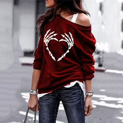 Plus Size Gothic Skeleton Pattern Sweatshirts Angelwarriorfitness.com