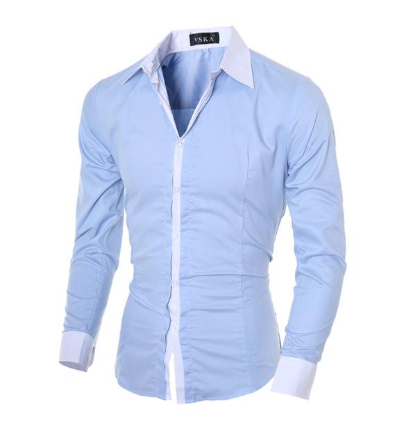 Mens Casual Long Sleeve Slim Fit Shirts Angelwarriorfitness.com