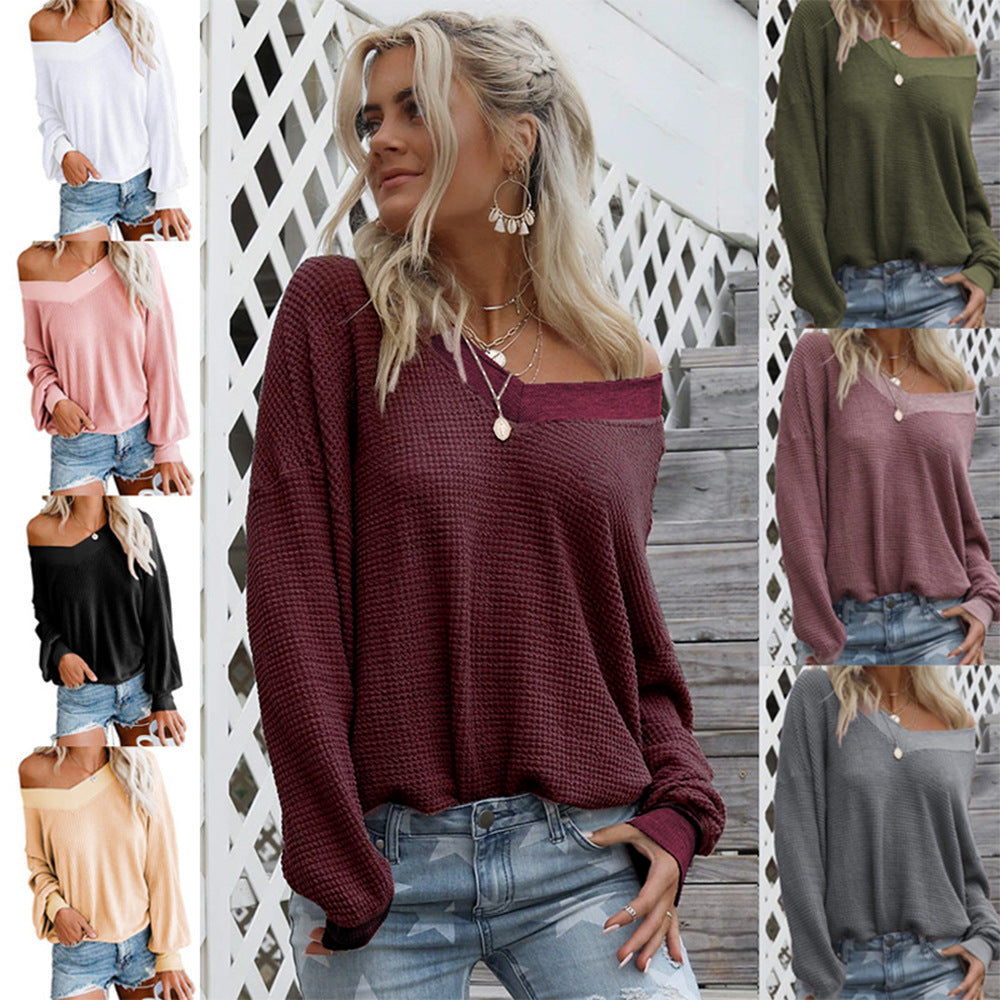 Knitwear Solid Color Pullover Loose T-Shirt Angelwarriorfitness.com