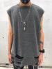 Mens Loose Trendy Brand Hip Hop Retro Personality Trend Sleeveless T Shirt Angelwarriorfitness.com