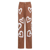 Love graffiti women high waist straight slim jeans Angelwarriorfitness.com