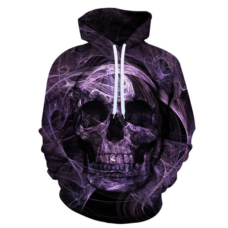 Blue Skull 3D Digital Printing Hoodie Pocket Pullover Sweater Men Angelwarriorfitness.com