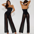 Fashion Wrap Breast Mesh Sheer Jumpsuit Trousers Angelwarriorfitness.com