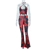 Printed Cross Suspender Top High Waist Leggings Two-piece Suit Women Angelwarriorfitness.com