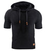 Mens Hooded Sweatshirt Short Sleeve Solid Knitted Hoodie Pullover Sweater Angelwarriorfitness.com