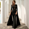 Missord Split Sleeve Mesh Insert Maxi Prom Dress-Morticia Adams dress Angelwarriorfitness.com