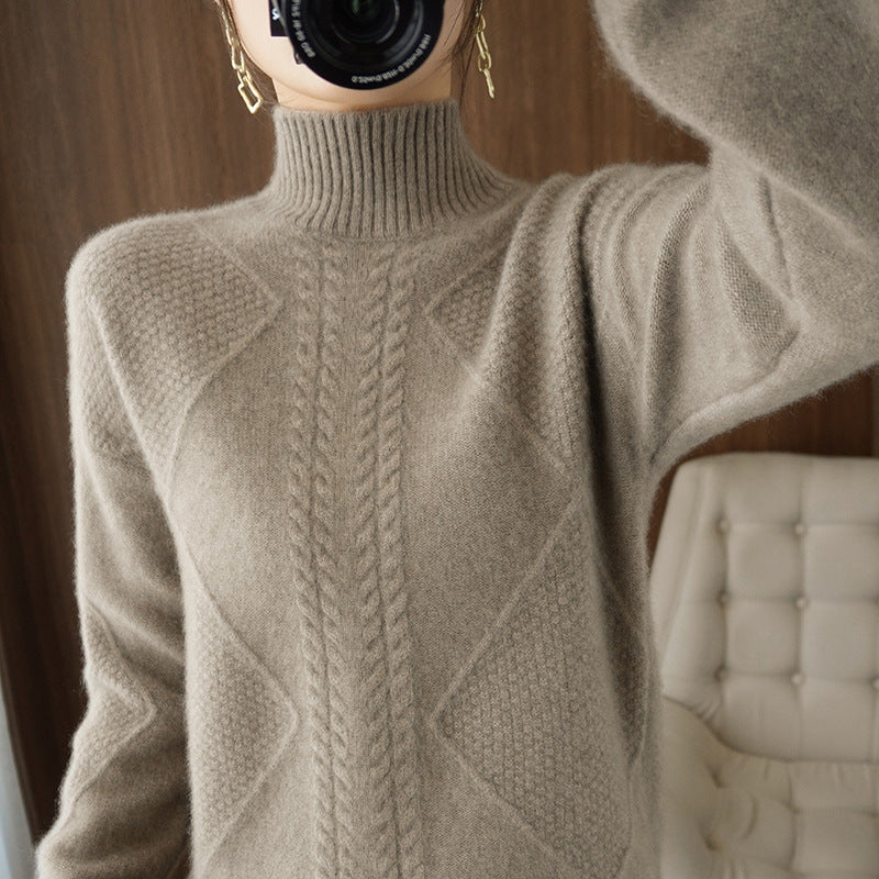 New Style High Neck Ladies Cashmere Sweater Fashion Loose Angelwarriorfitness.com