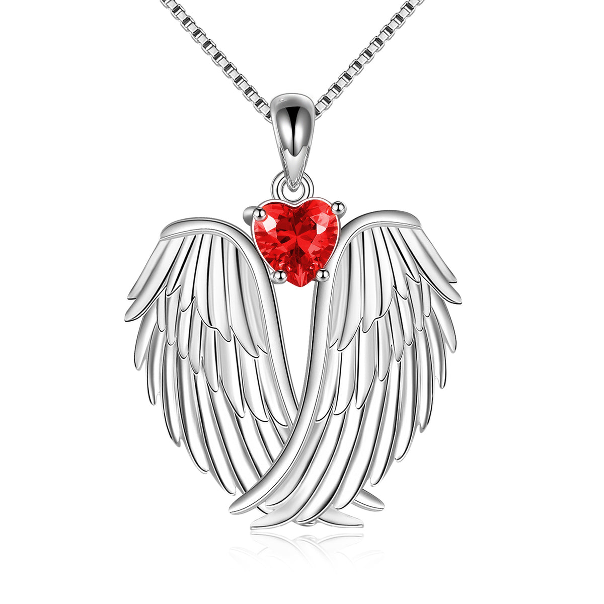 Sterling Silver Guardian Angel Birthstone Necklace Wings Pendant Jewelry Angelwarriorfitness.com